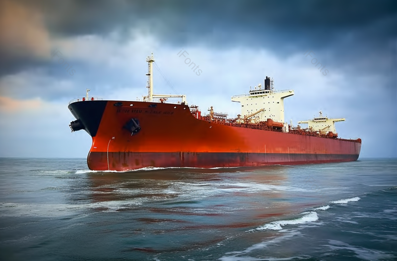 一艘超级长的红色油轮漂浮在海洋中左前方实拍,高清,摄影图,摄影图片,图片大全,摄影图免费下载